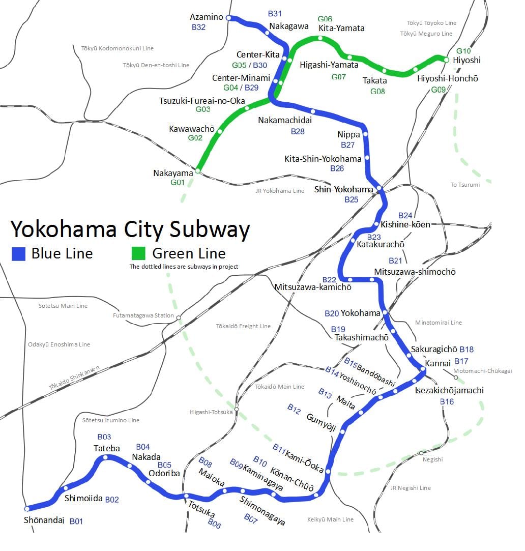Yokohami metro mapu
